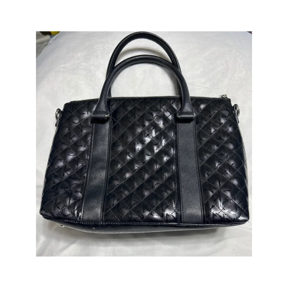 Calvin Klein‎ Black Quilted Satchel Top Handle Handbag Designer Purse